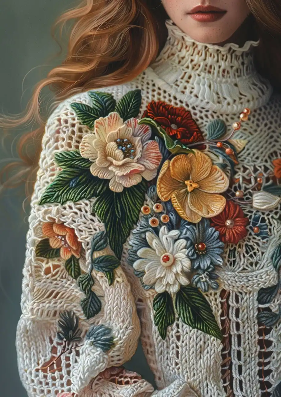 Intricate Crocheted Sweater Illustration