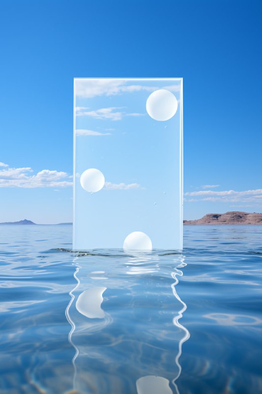 Minimalist White Card Floating on Blue Sea Scene