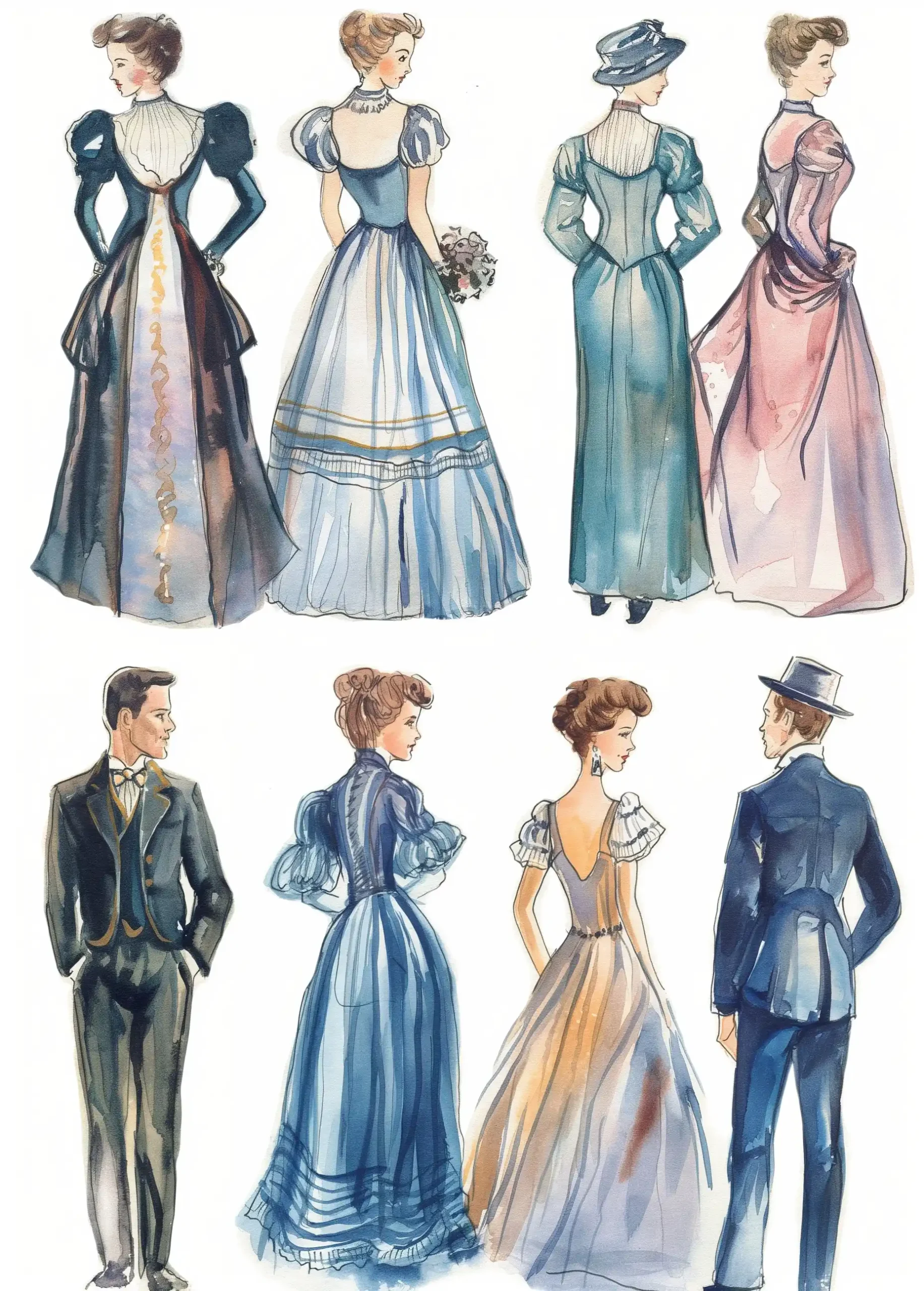 Pastel 40s Fashion Watercolor