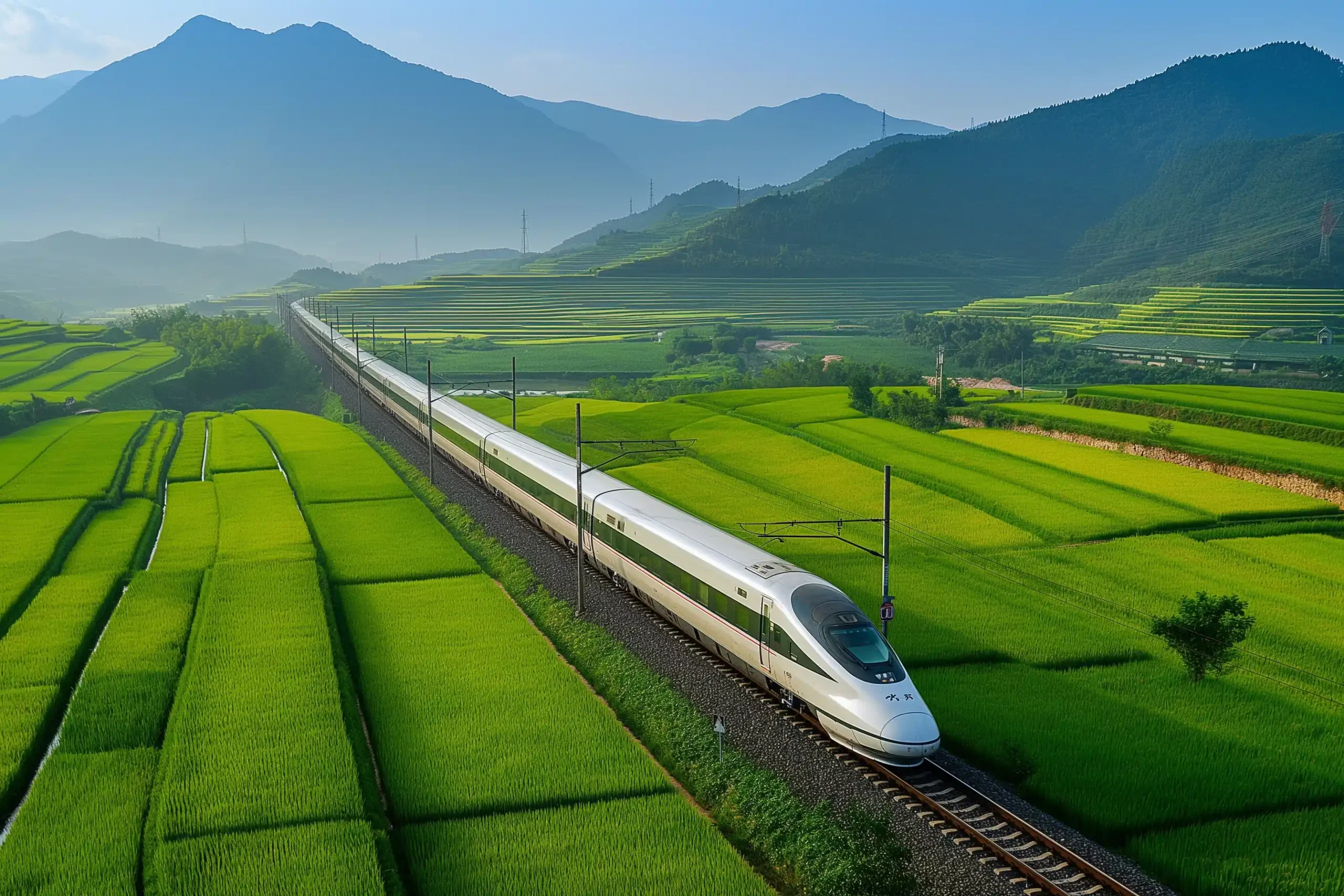 Speeding Train in Rice Fields