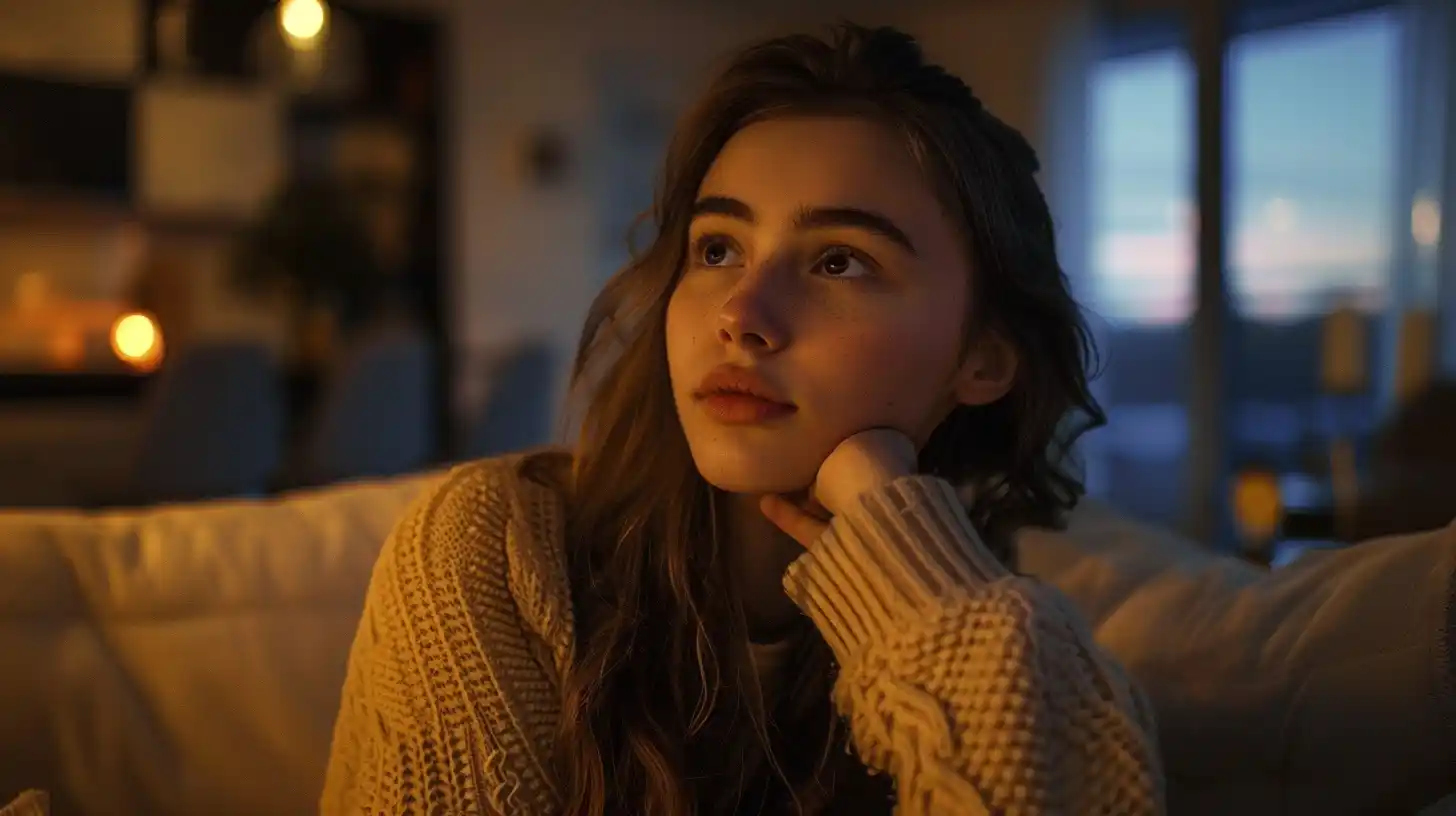 Contemplative Woman in Modern Setting