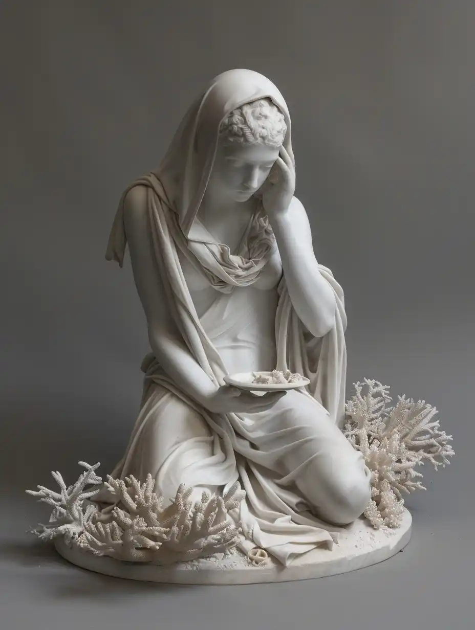 Marble Greek Woman with Coral