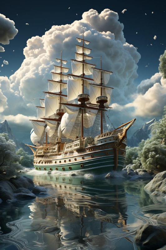 Minimalist Luxury Cruise Skyscape in Kinkade Style