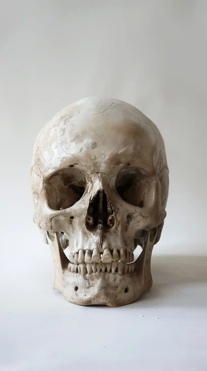 Realistic Skull Sculpture Front View