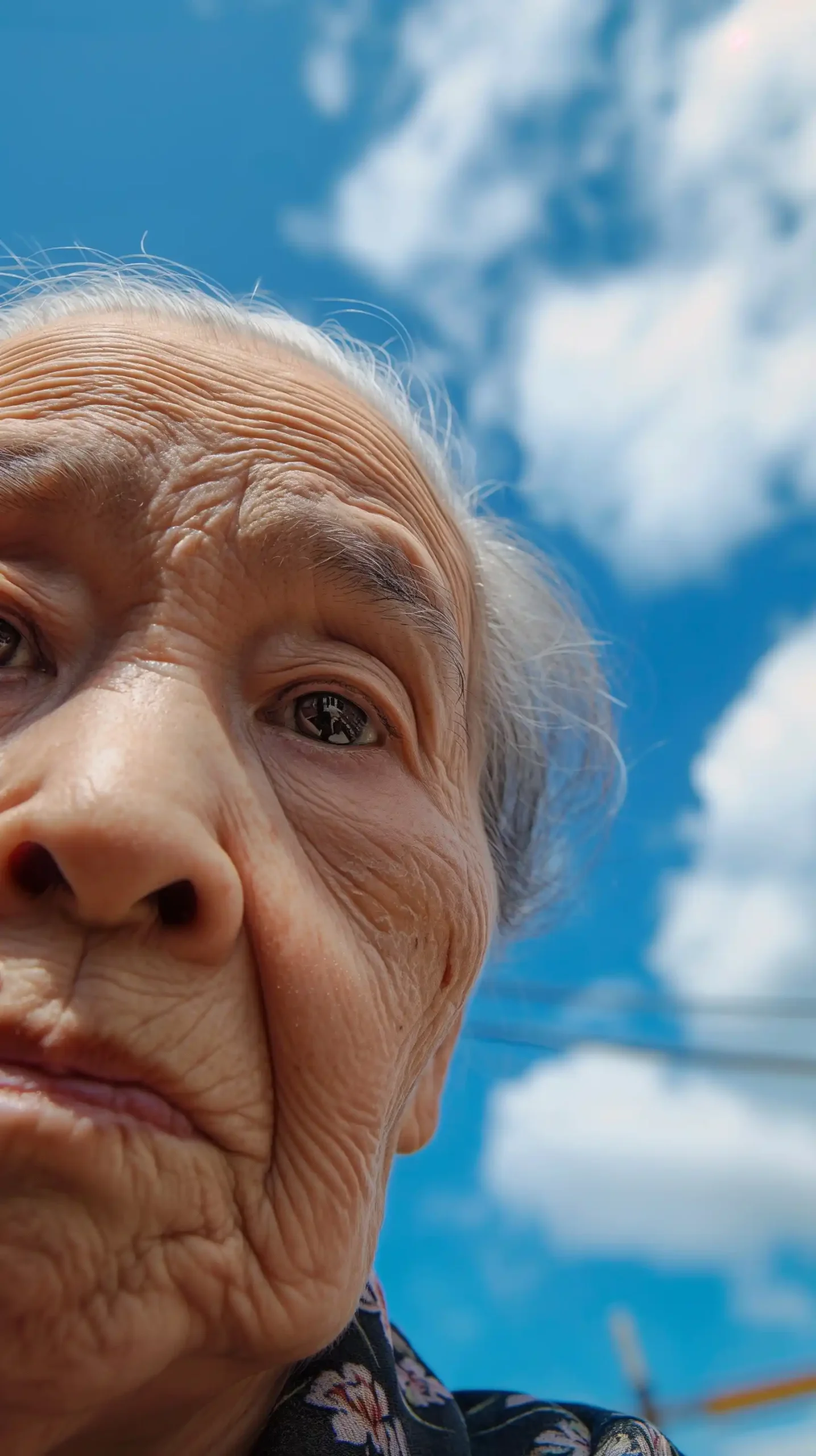 Elderly Japanese Portrait Sky
