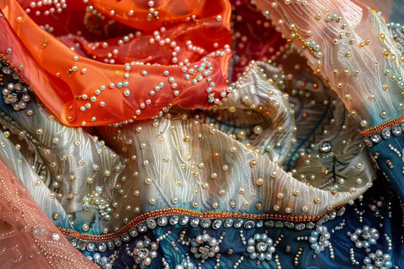 Beaded Fabric in Plain Color