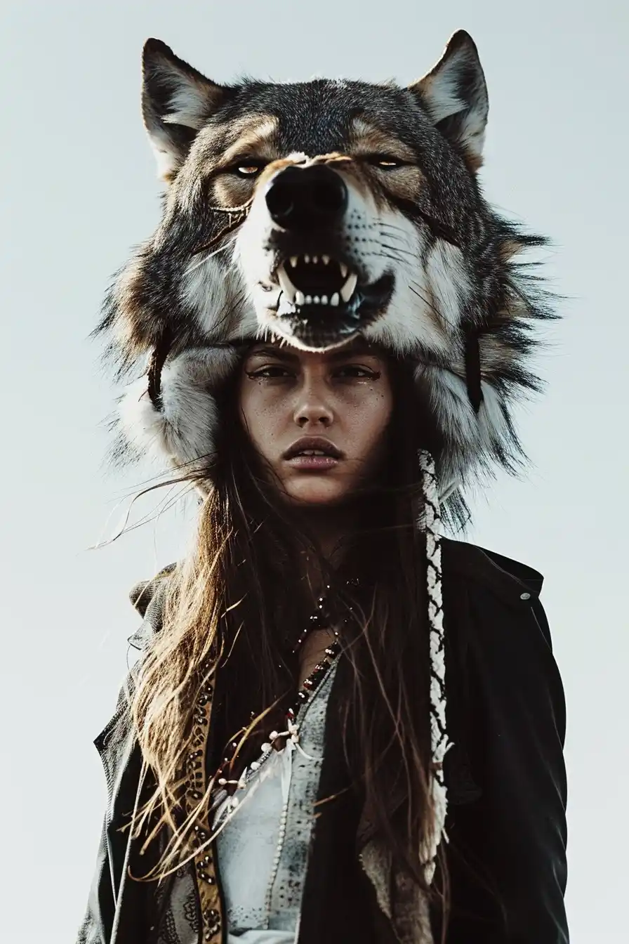 Raw Tribal Wolf Portrait