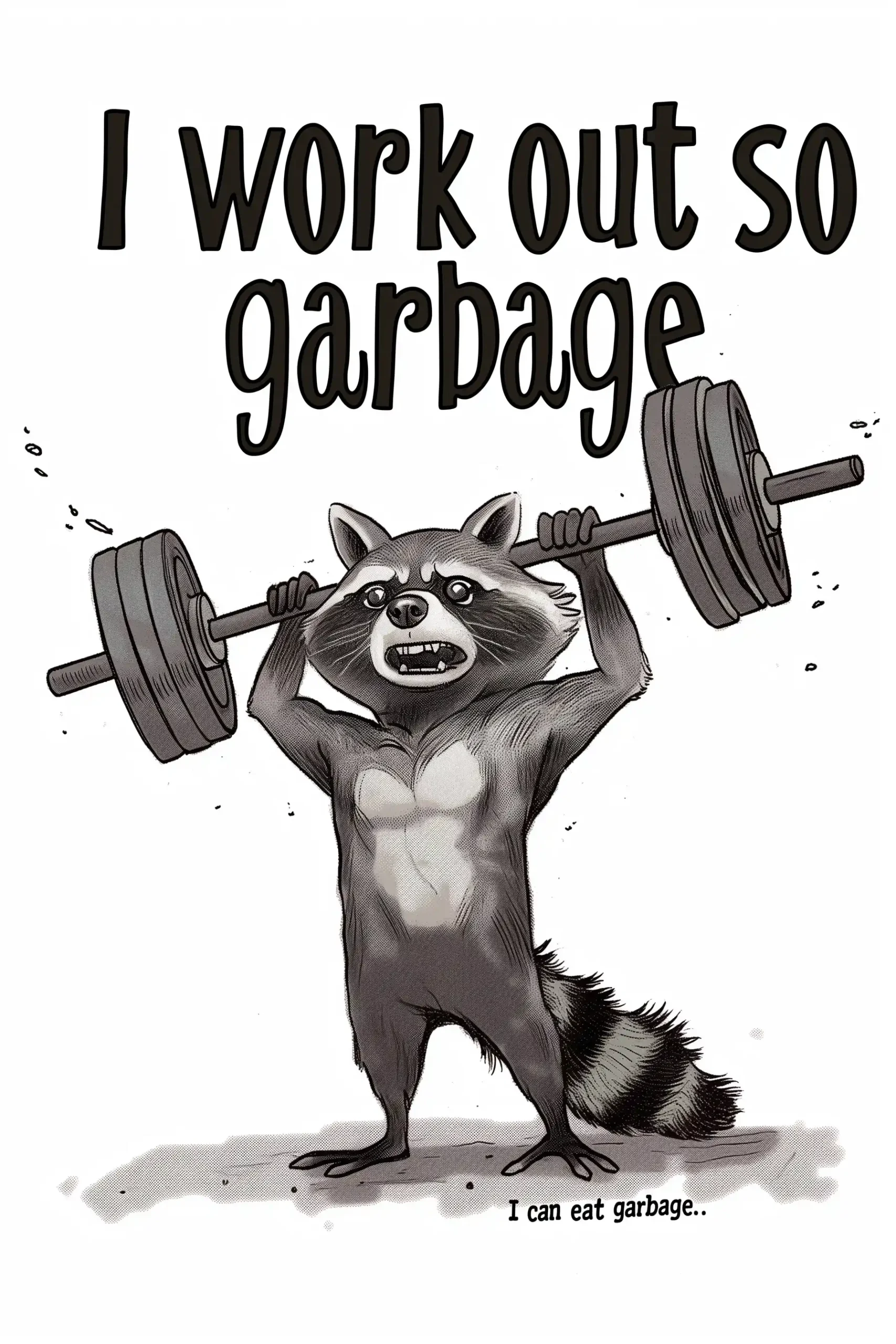 Comic Raccoon Deadlifts