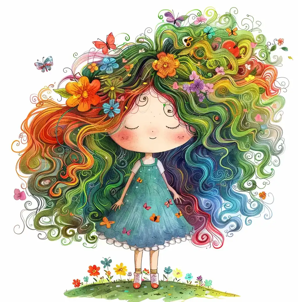 Colorful Girl with Wild Hair