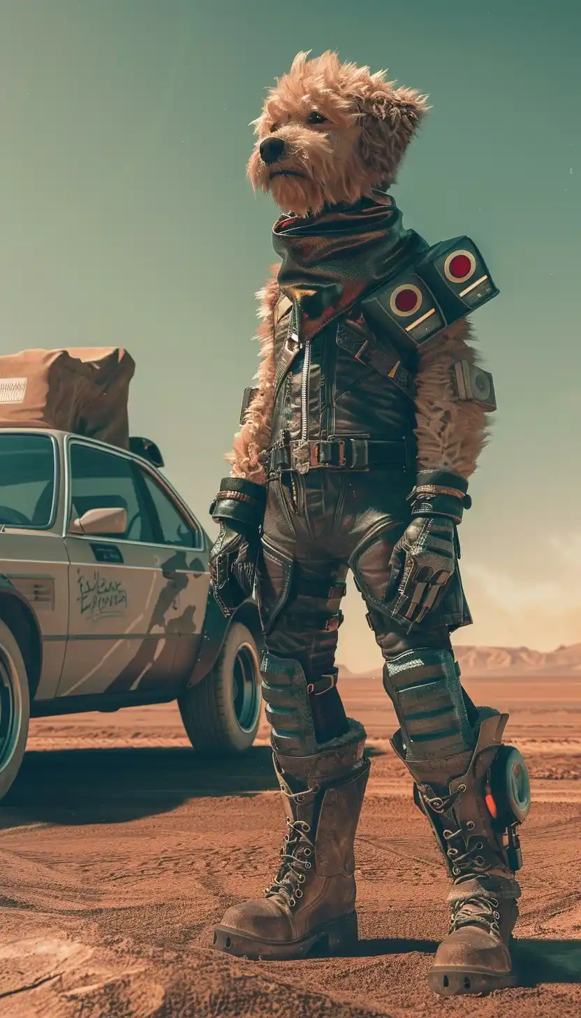 Futuristic Dogpunk Desert Scene