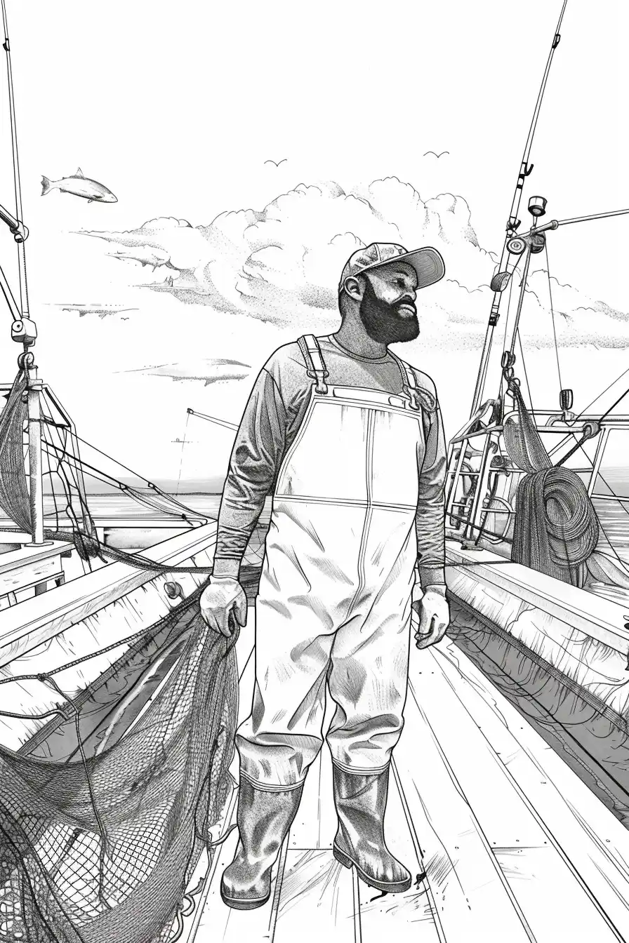 Black Fisherman at Fishing Farm