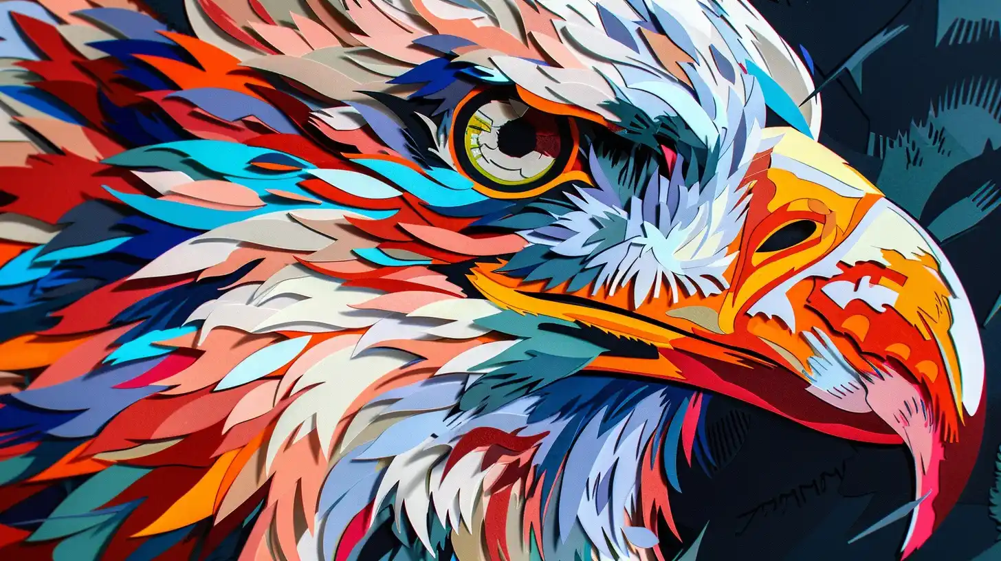 Colorful Papercut Eagle Portrait