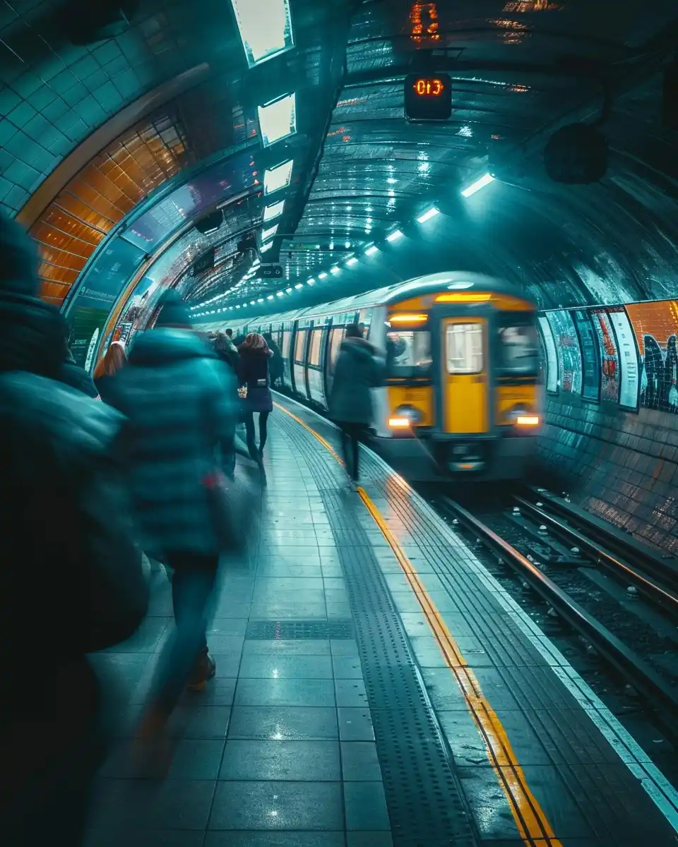Curved London Underground Scene