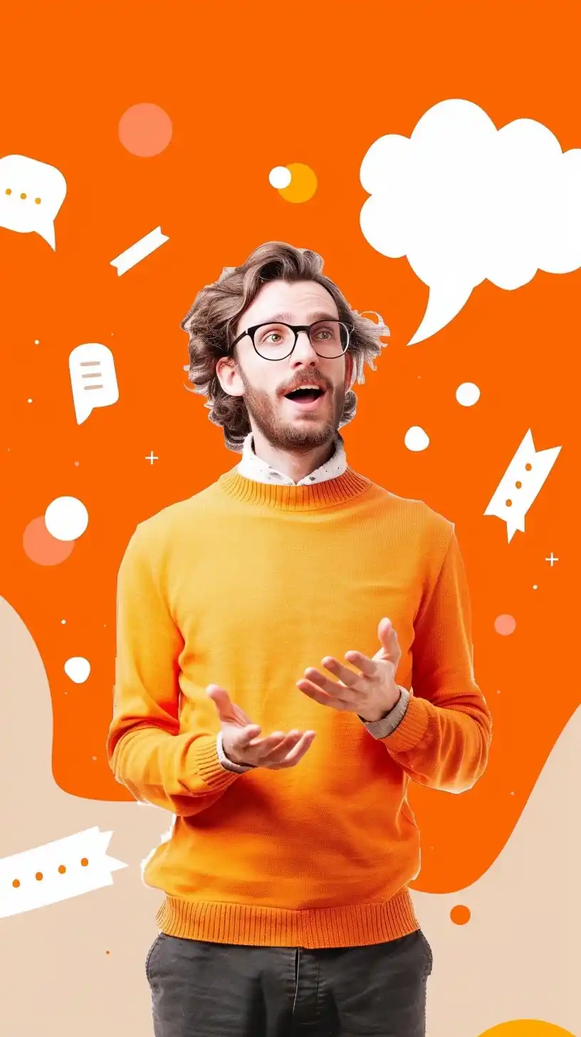 Comic Man Speaking English