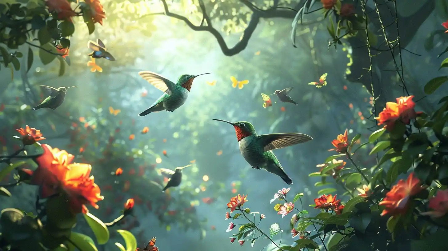 Nature Harmony Hummingbirds  Butterflies