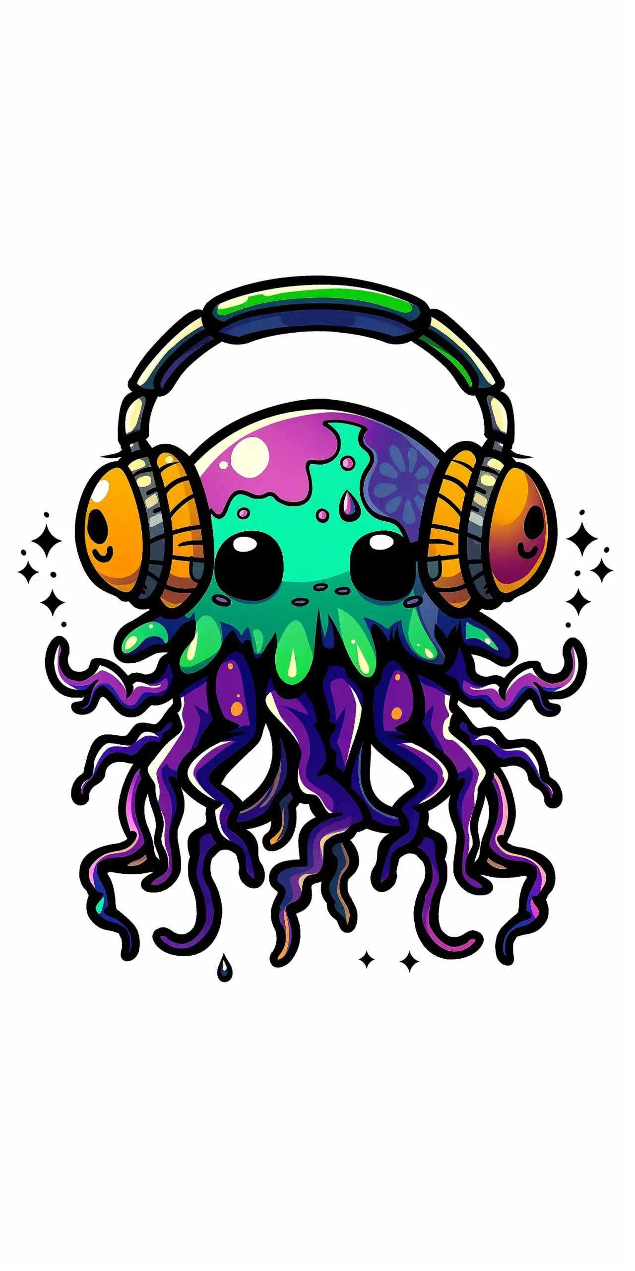 Cartoon Jellyfish with Headphones