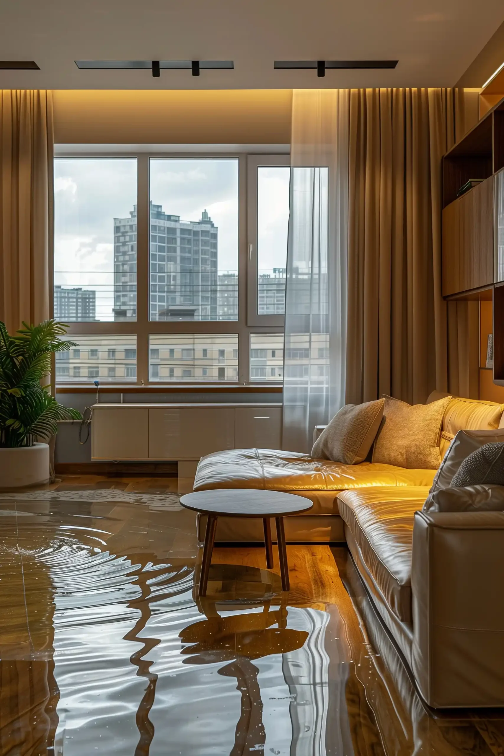 Minimalist Flooded Living Room