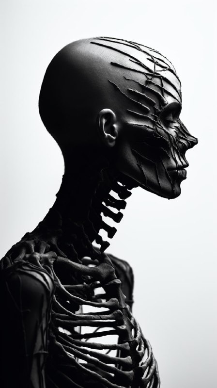Inverted Black and White Skeleton Editorial Portrait