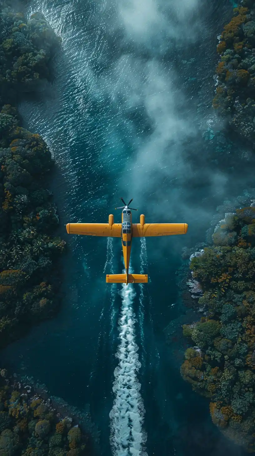 Surreal Seaplane Over Reef