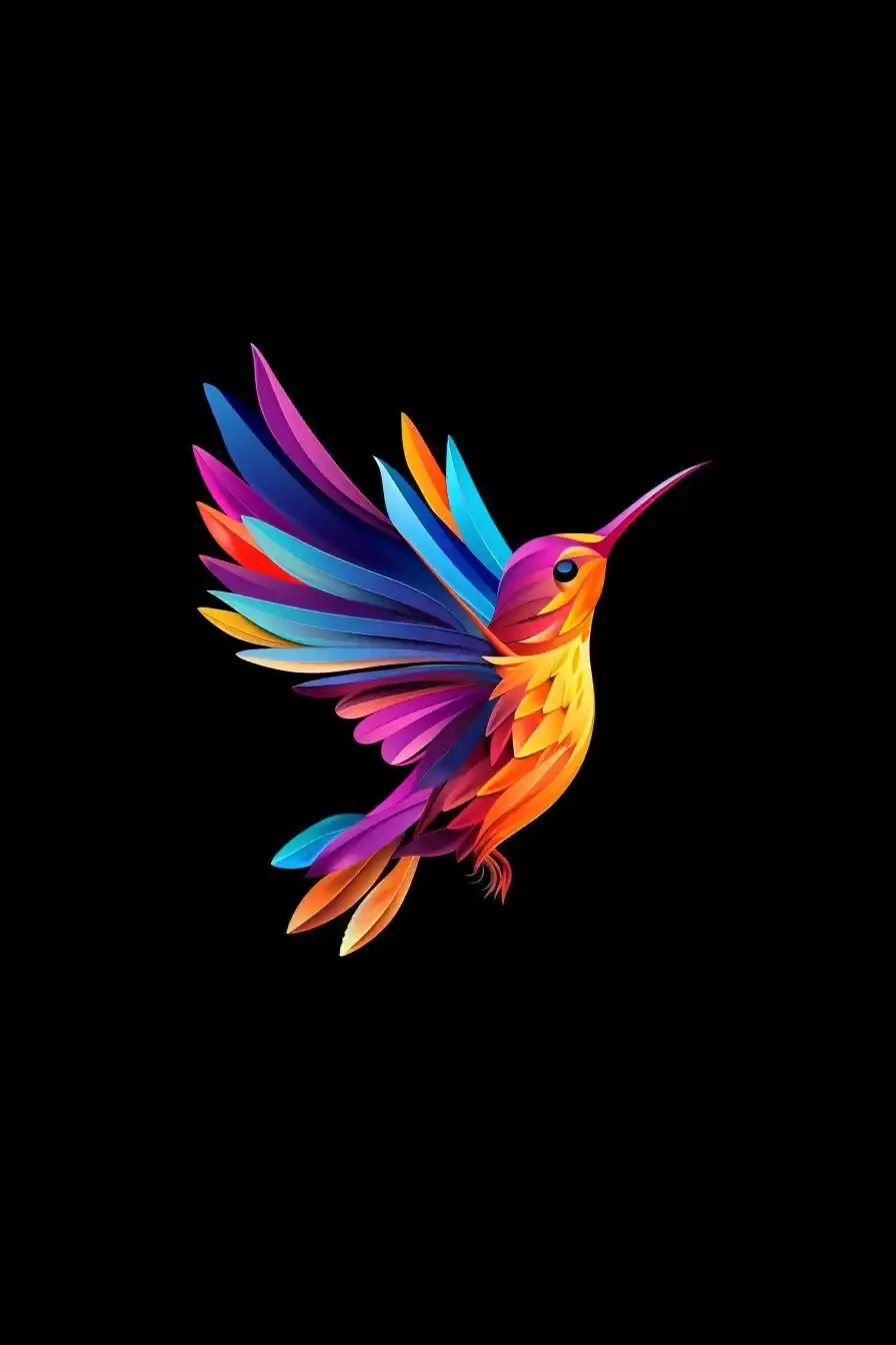 Vector Hummingbird Colorful 3D