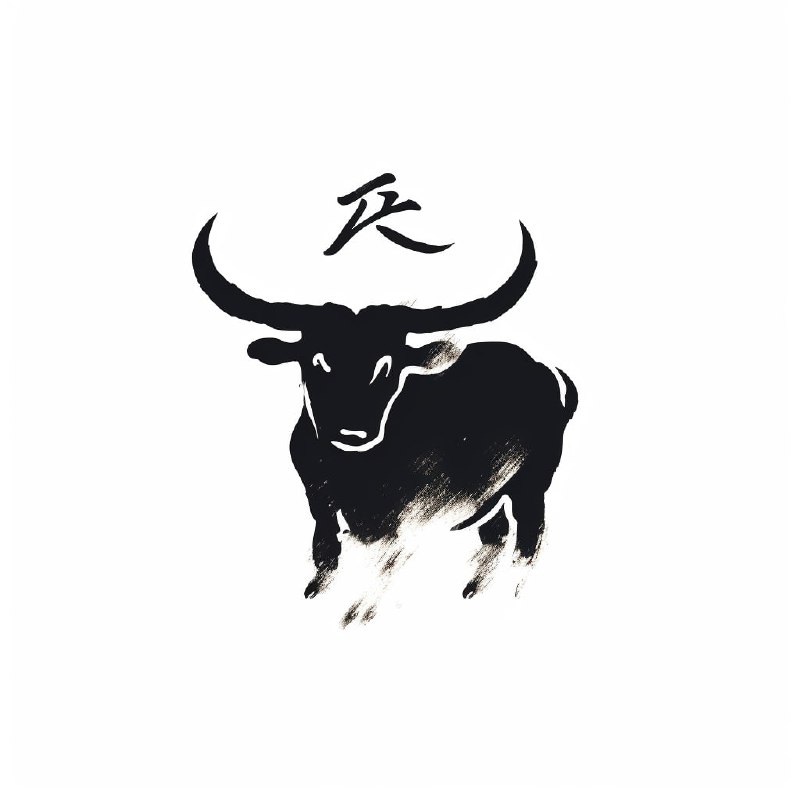 Minimal Bull Logo in Chinese Ink Painting Style