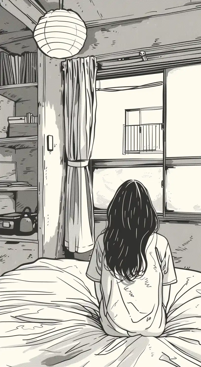 Vector Bedroom Scene with Bed
