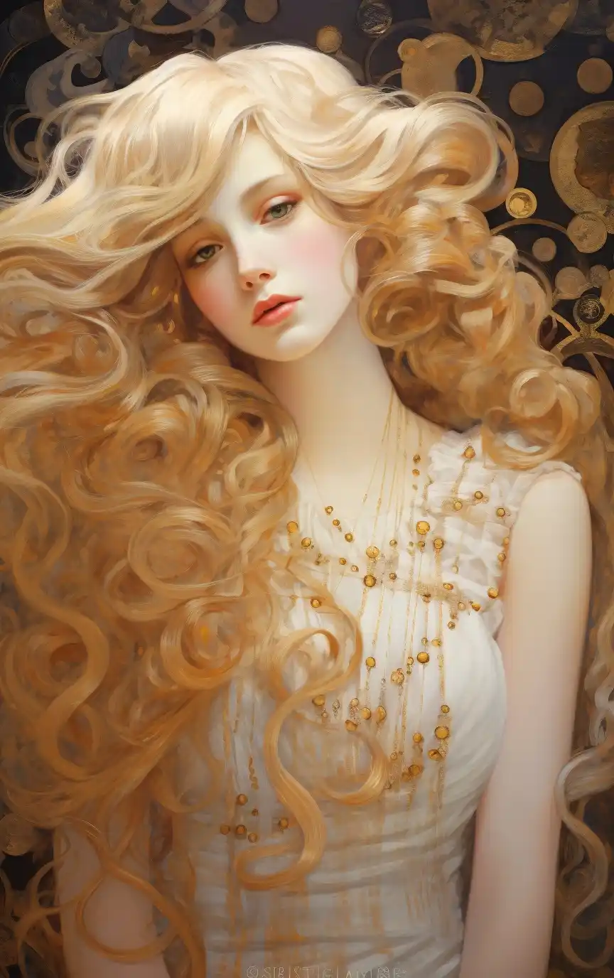 Platinum Goddess in Klimt Style