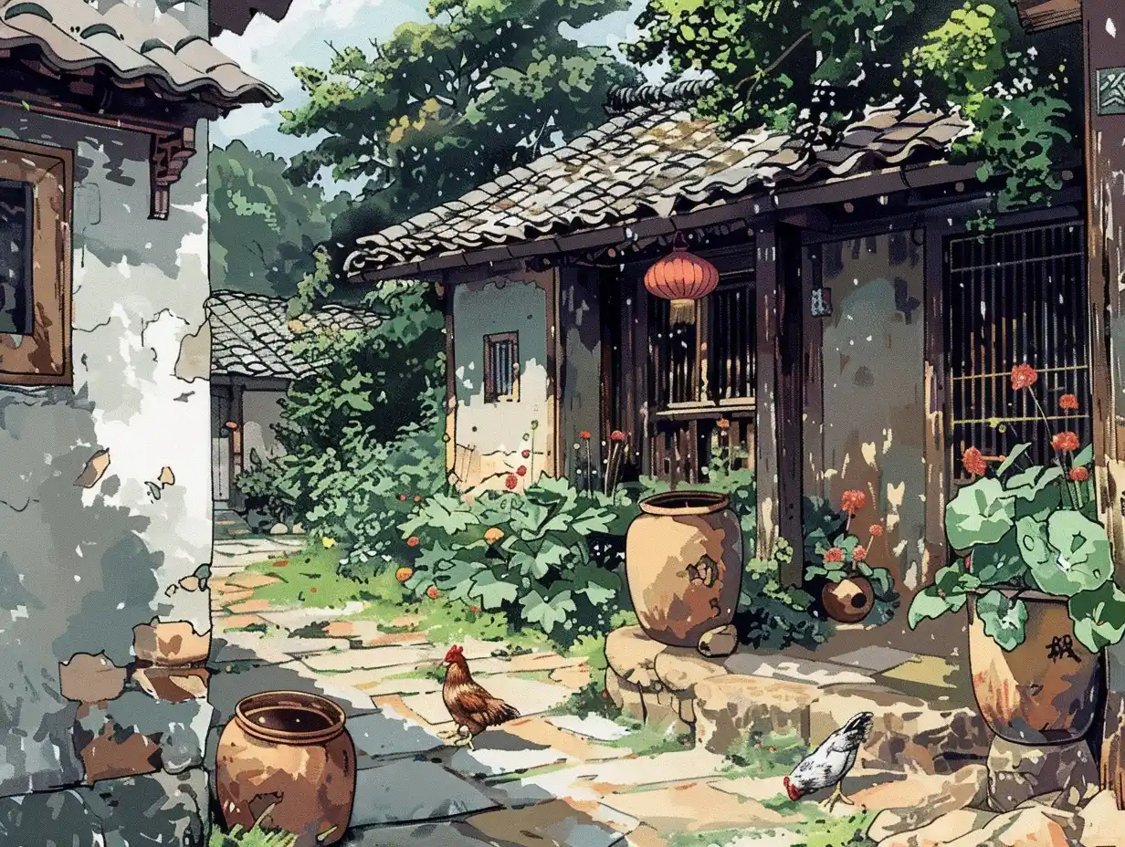 Chinese Chickens Courtyard Comic
