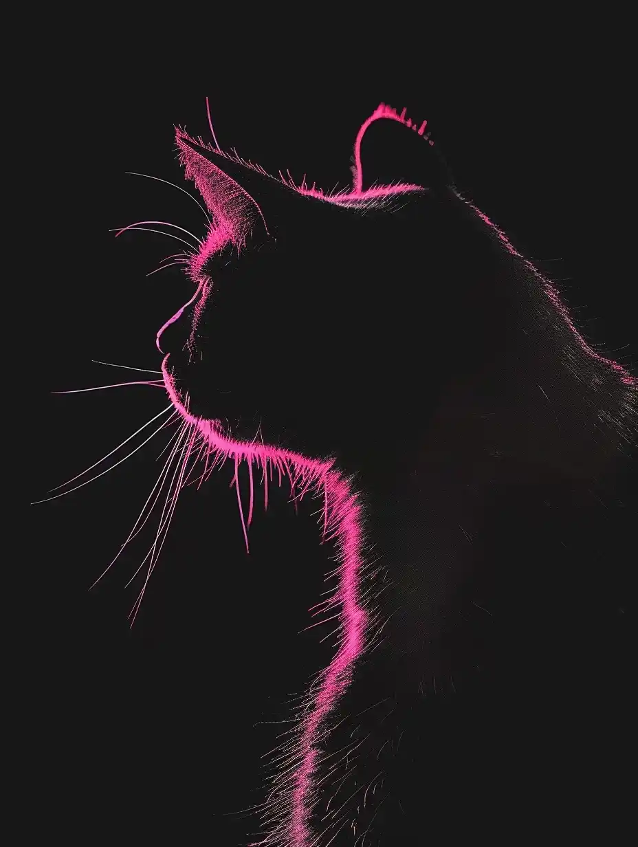 Minimalist Pink Cat Silhouette