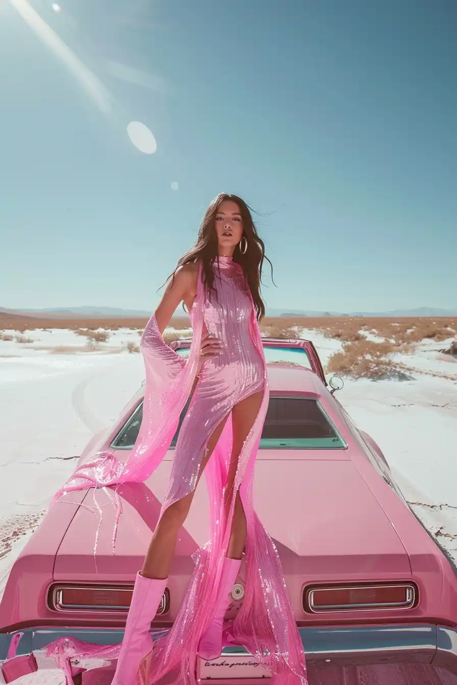 Fashion Model on Car