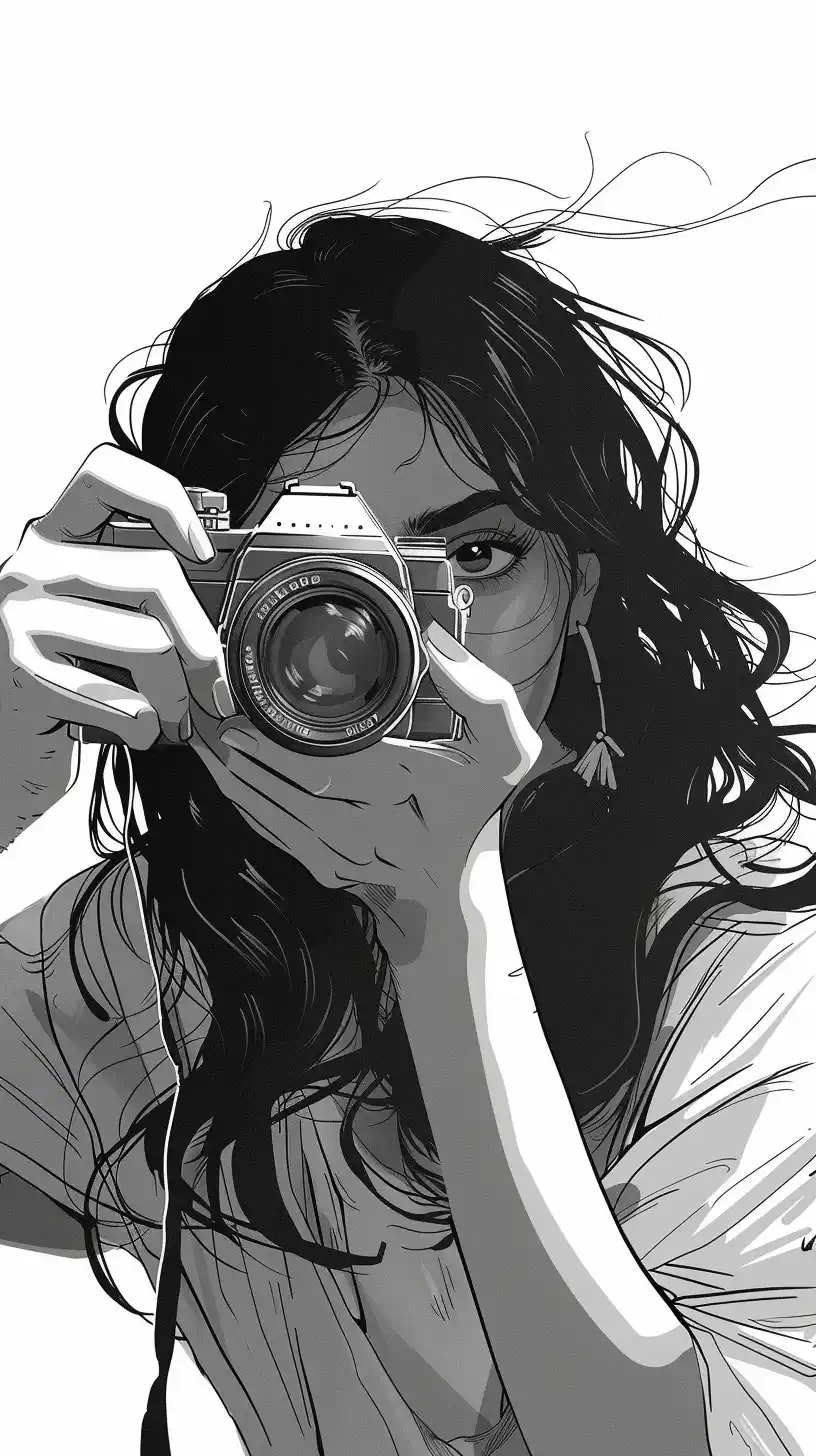 Graphic Indian Girl with Camera