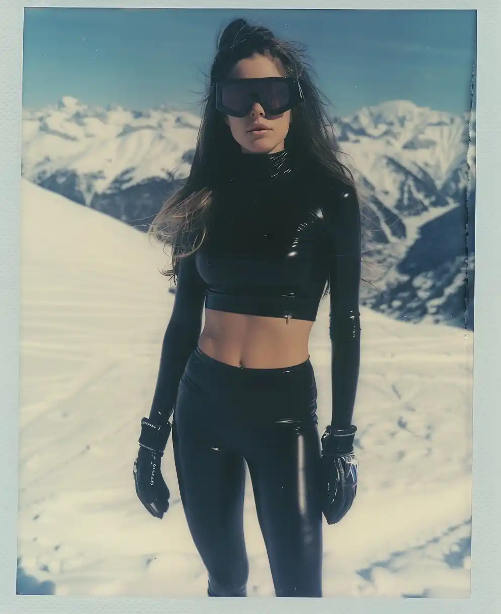 Retro Snowboarder in Alps