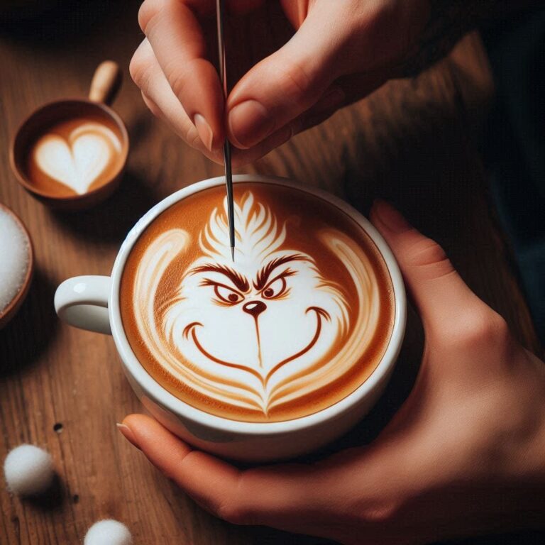 Grinch Face Latte Art Cup