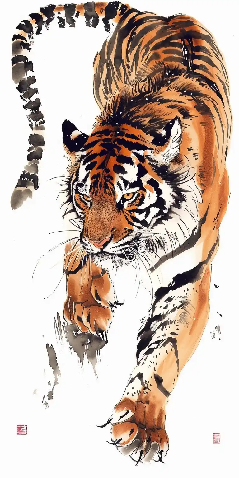 Ink Tiger Profile Portrait