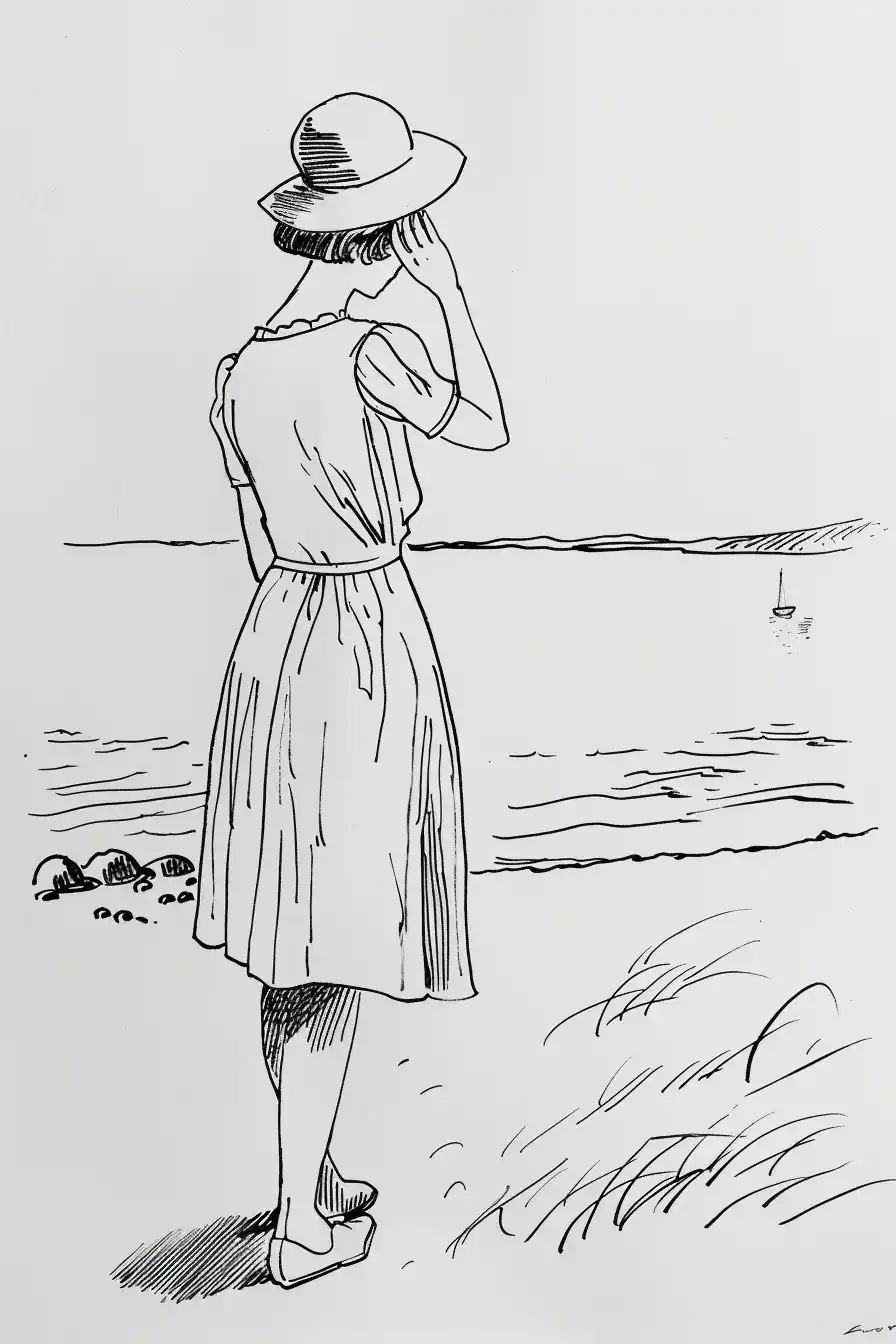 1930s Beach Girl Illustration