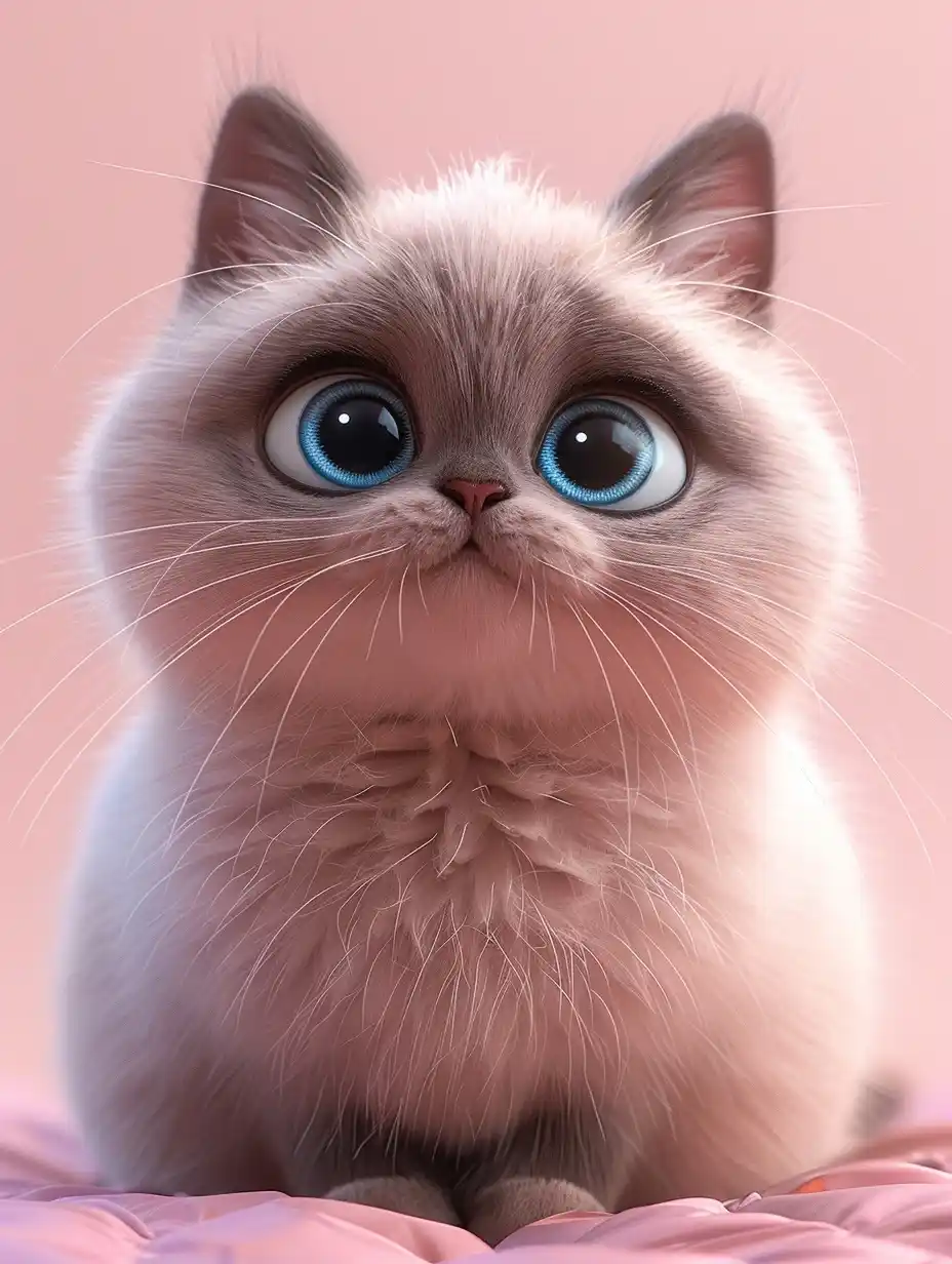Pixar Siamese Cat Portrait