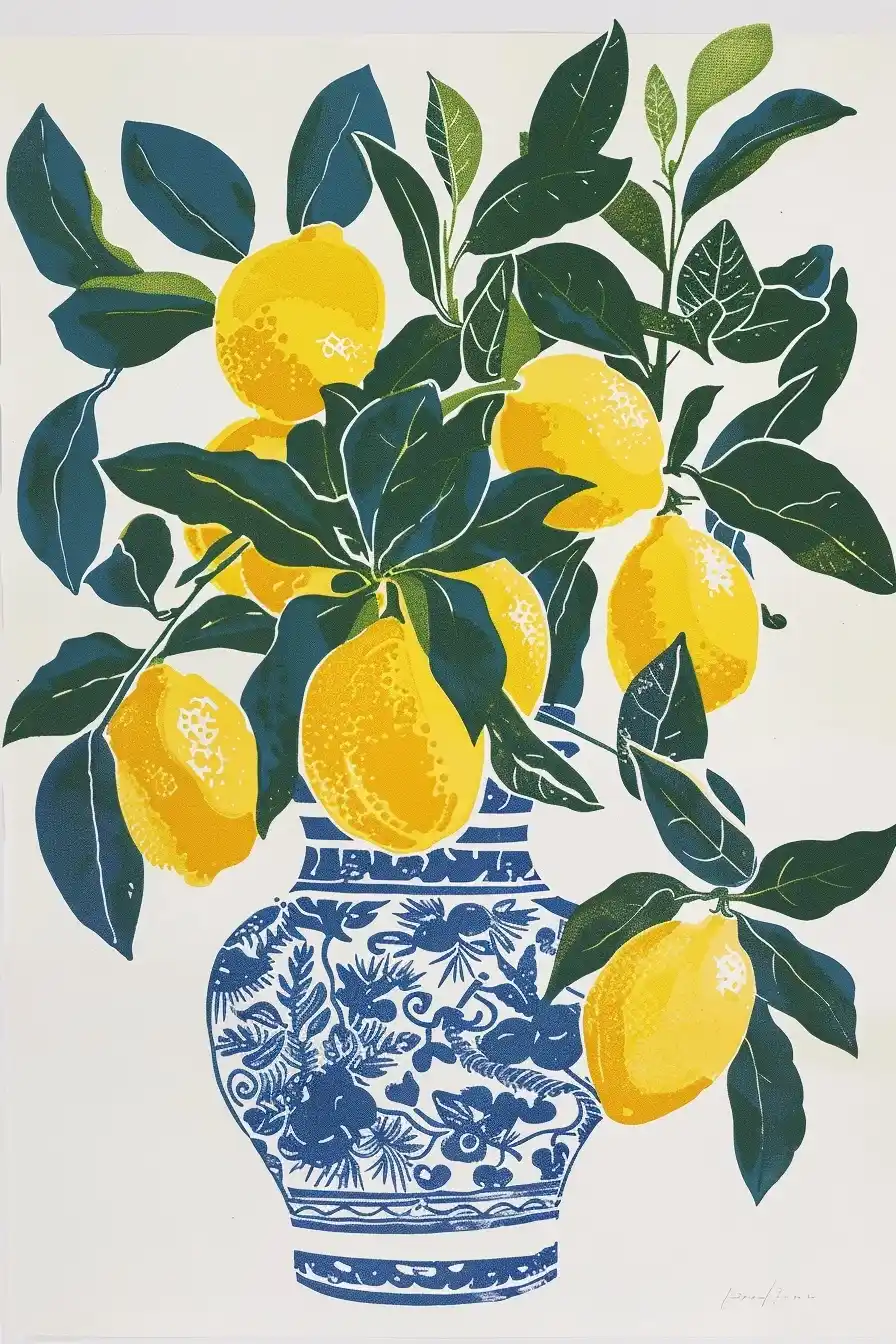 Matisse-Style Lemon Vase