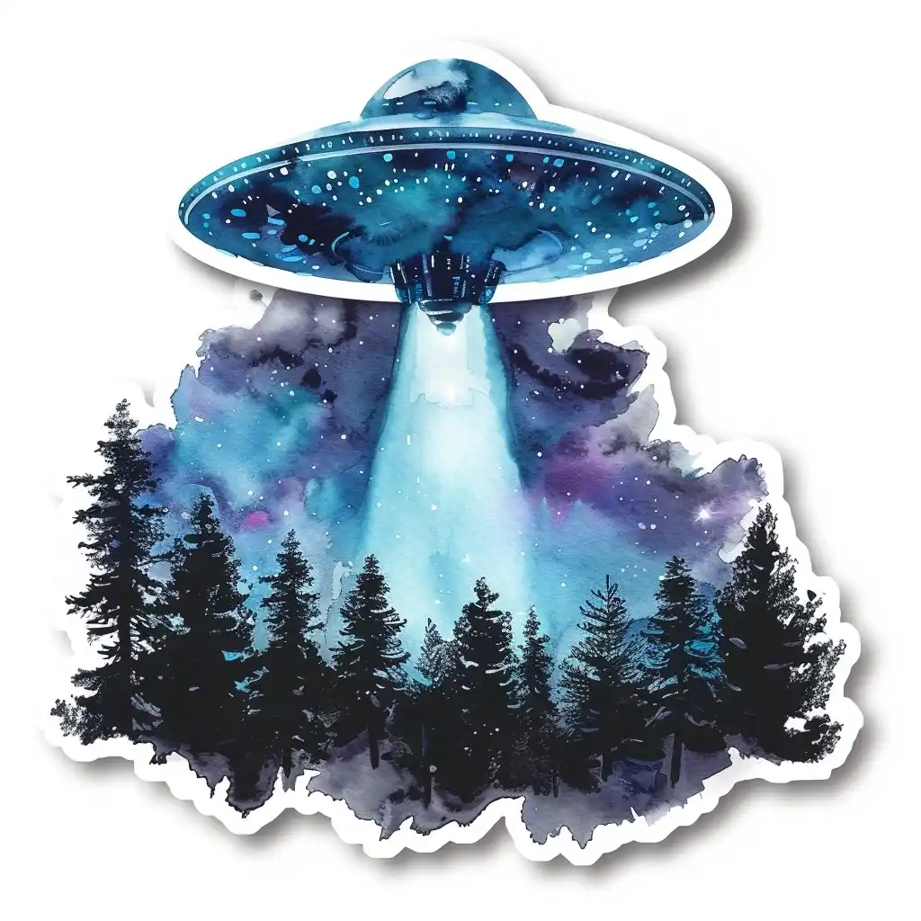 Playful UFO Watercolor Stickers