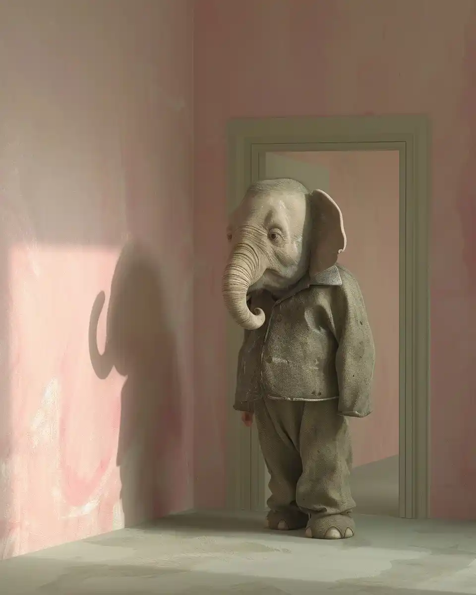 Minimalist Elephant Room Portrait