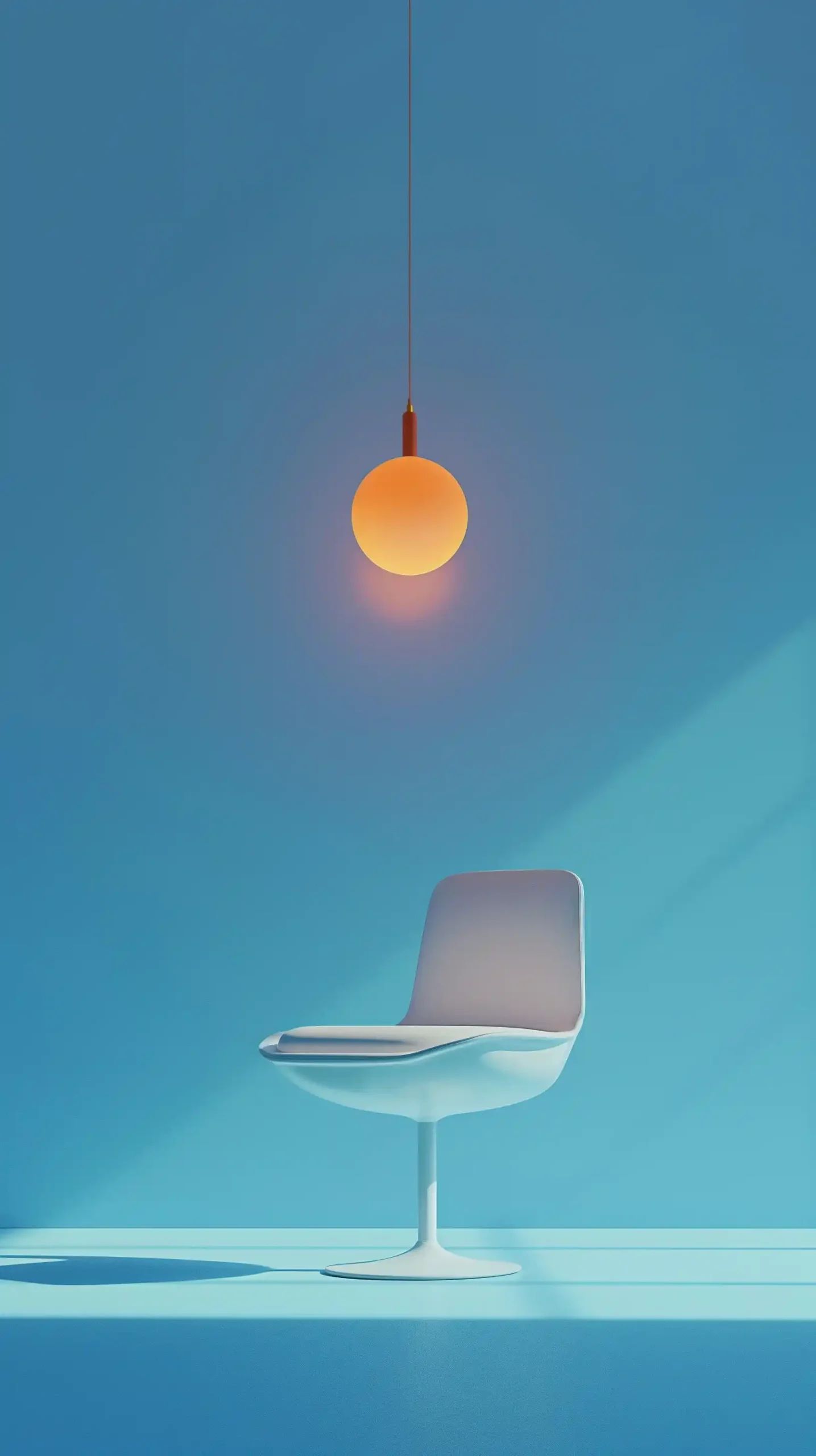 Minimal White Chair  Floating Lamp