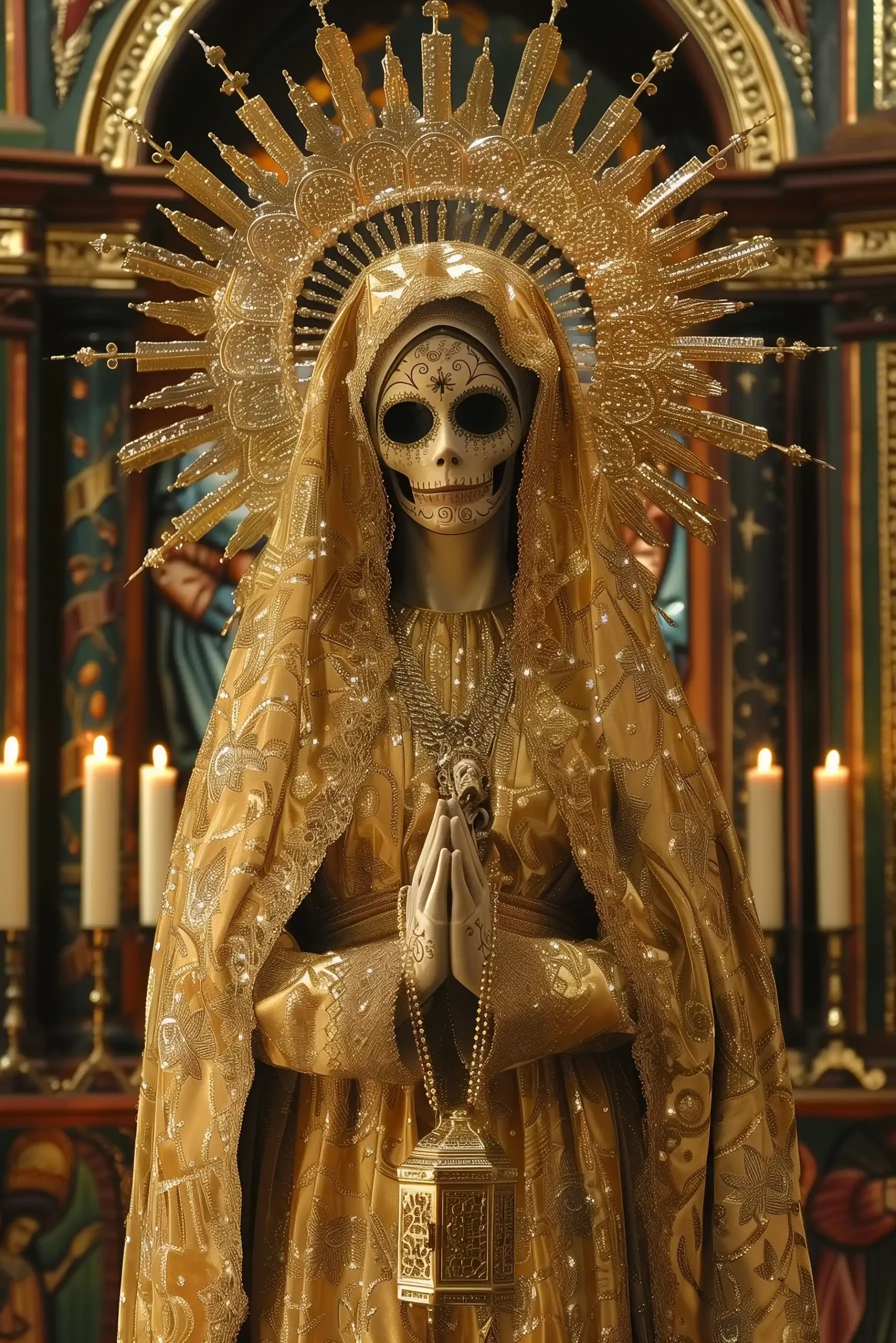 Golden Santa Muerte Shrine