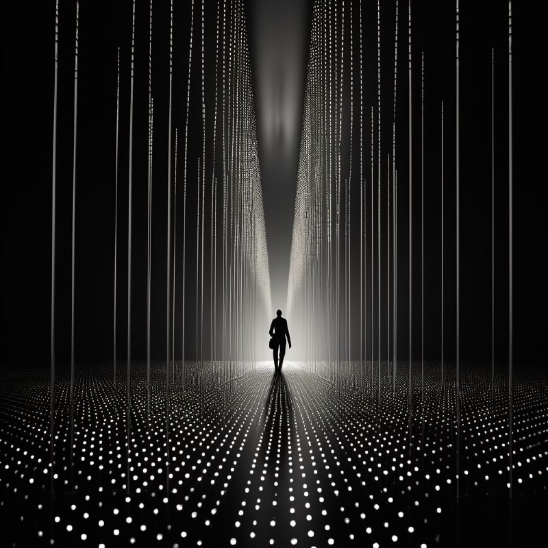 Backlit Dot and Line Sketch with Light and Shade Contrast