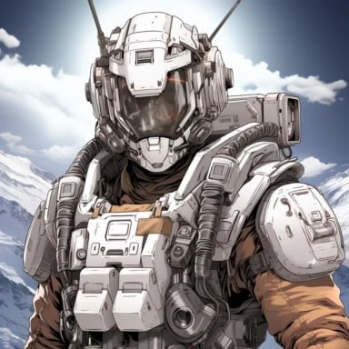 Gundam Pilot Coloring Book Close-Up with Mecha Backdrop