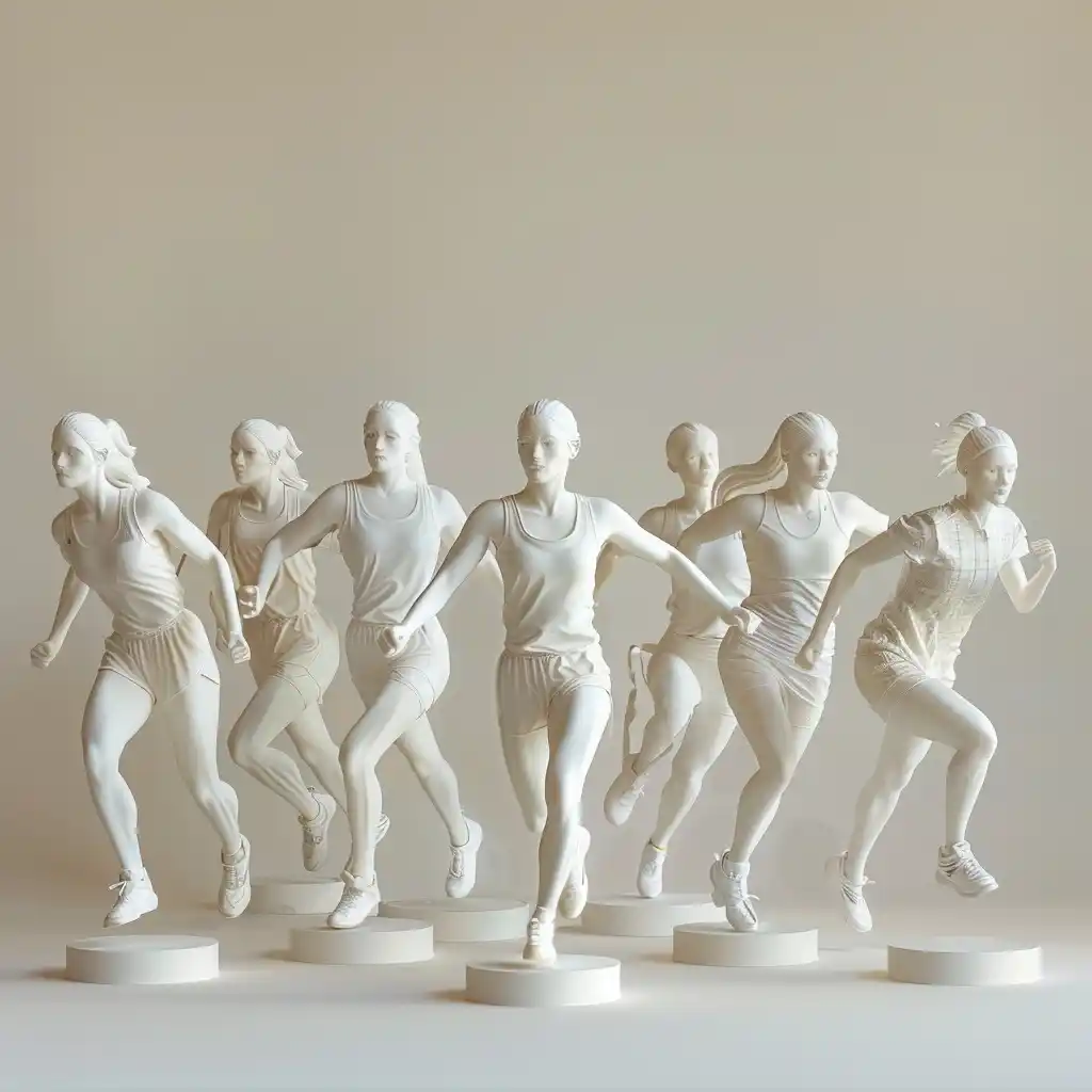 White Olympic Women Sculptures