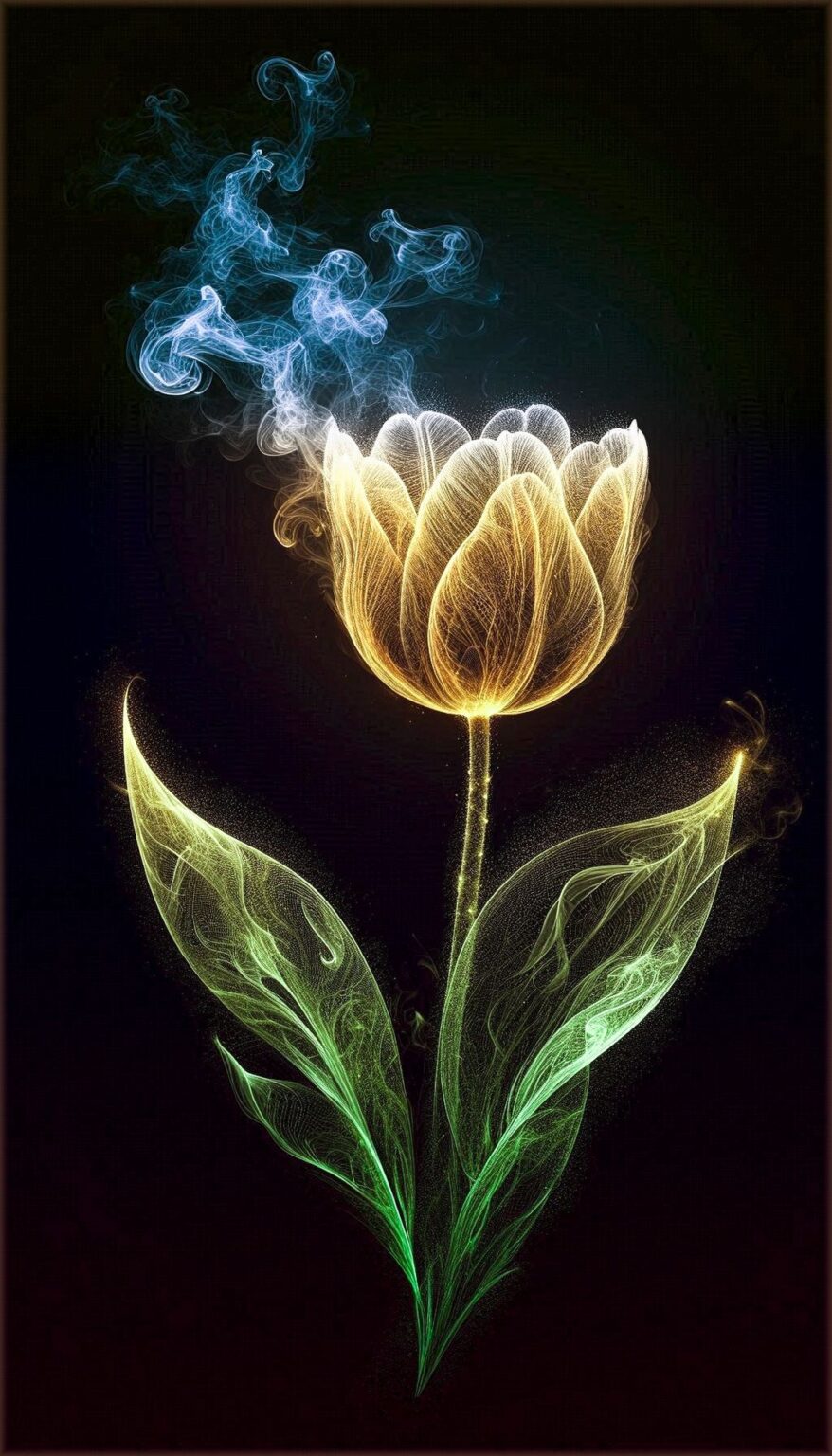 Golden Tulip Formed from Digital Smoke Wisps