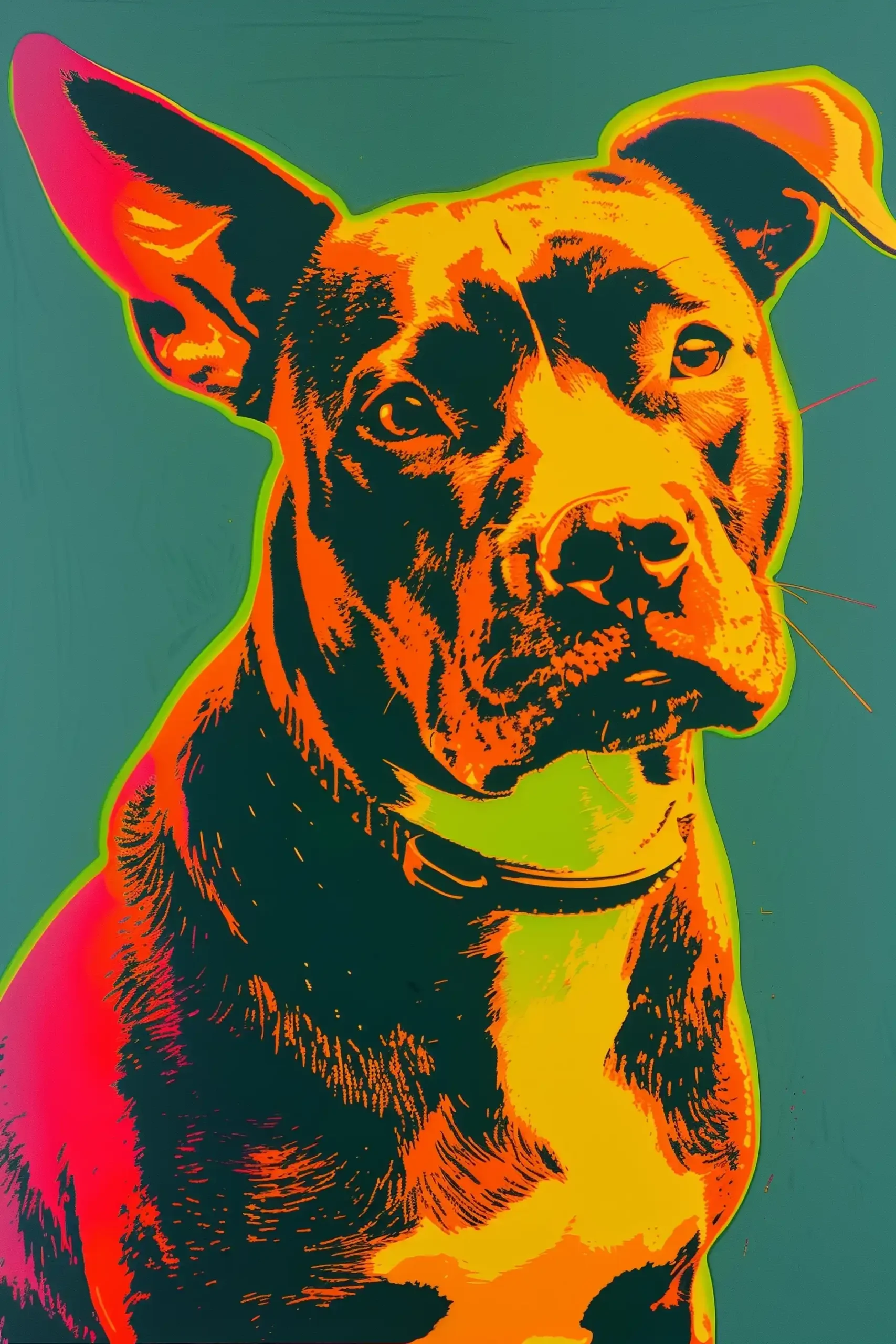 Colorful Risograph Staffordshire Bull Terrier