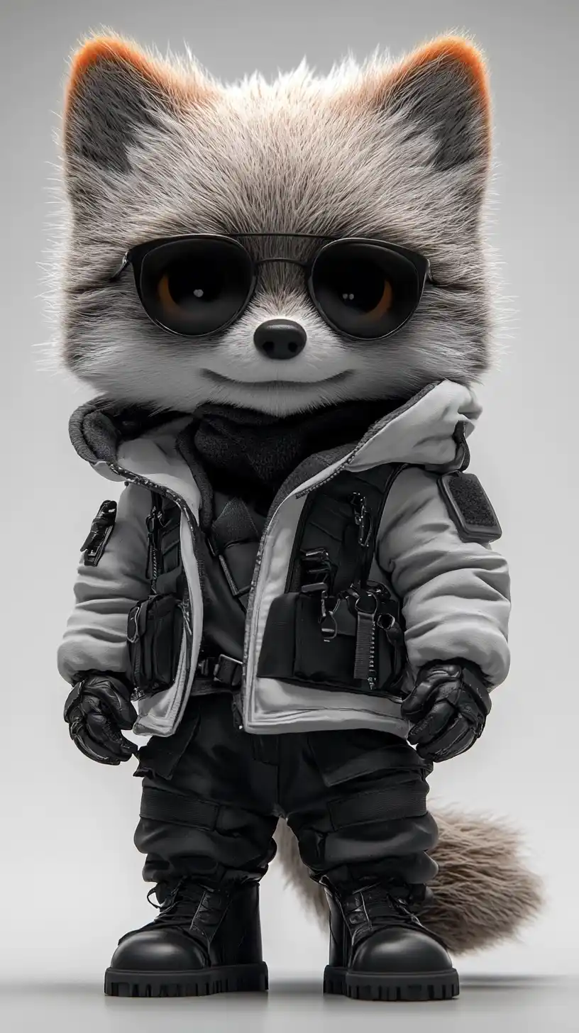 Chibi Wolf in Techwear