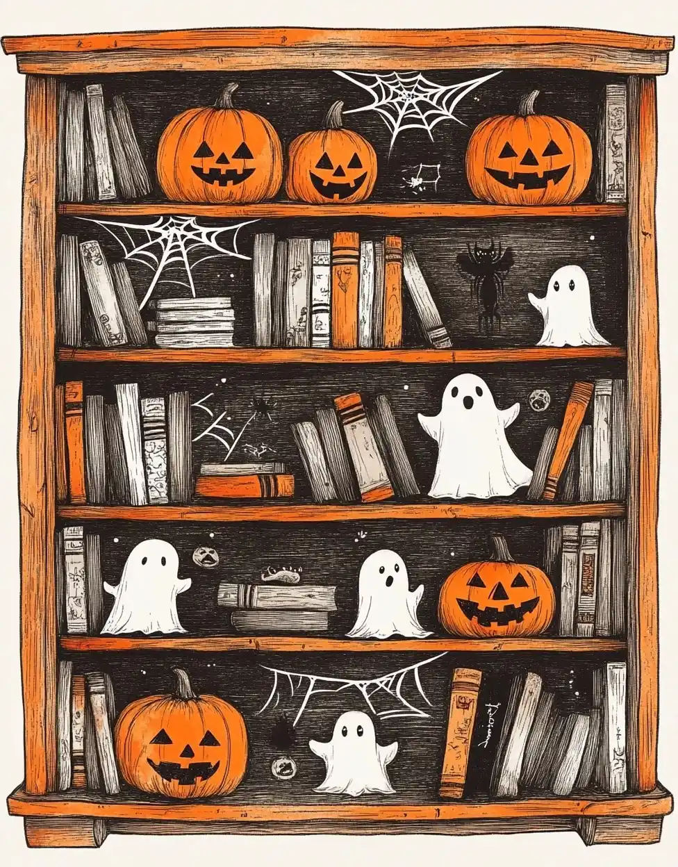 Ink Halloween Bookshelf