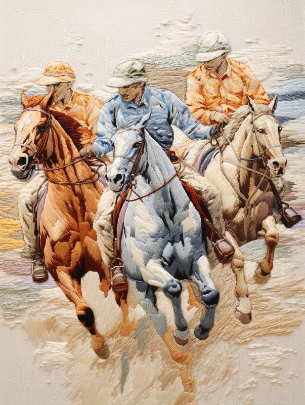 Vintage Polo Players Embroidery Label in Pastel Colors