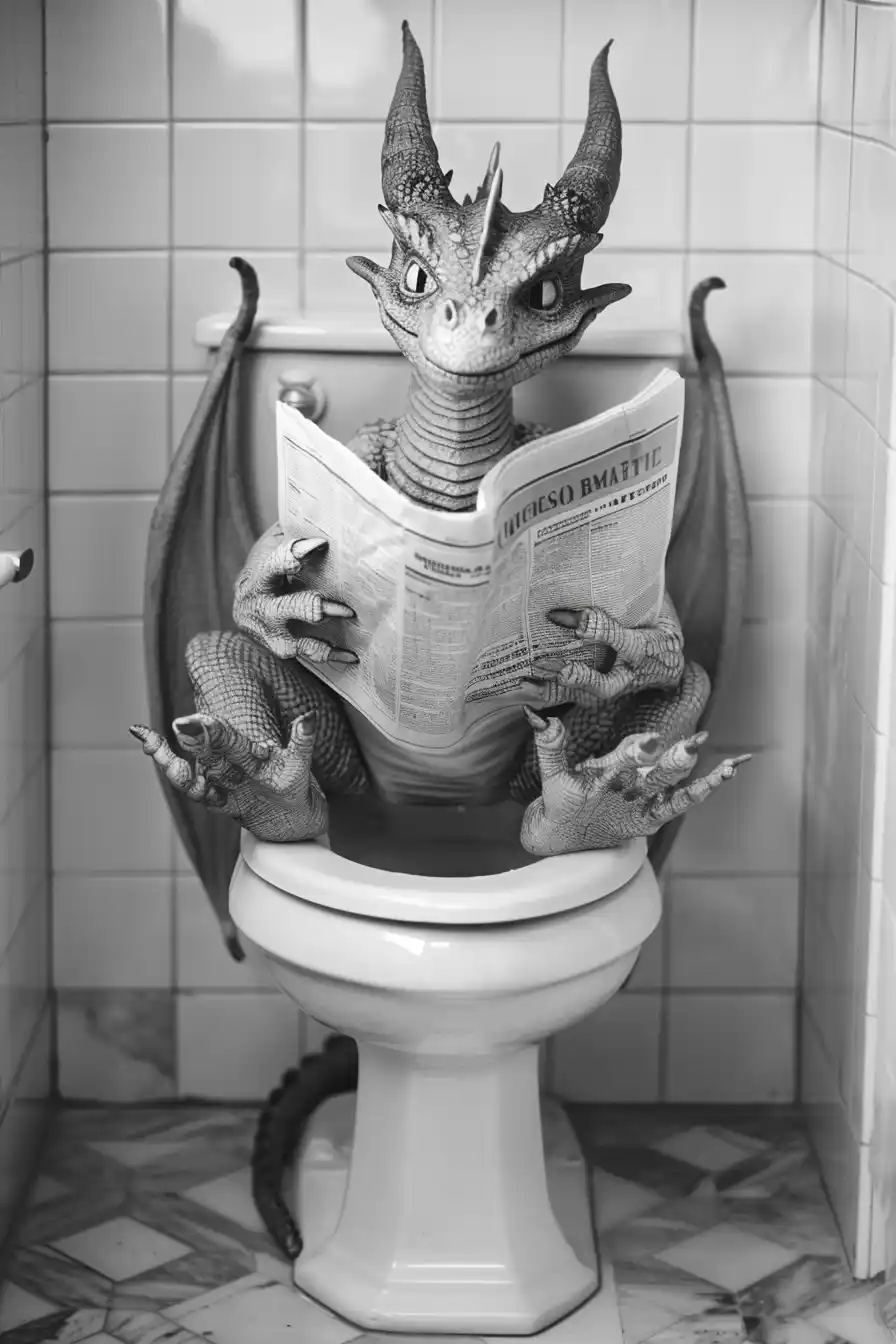 Vintage Dragon Bathroom Scene